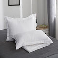100% Linen Pillow Case King Size Set of 2, White Pillow Covers with Overlap Closure, Luxury Breathable Pillowcases Protectors Suitable for All-Season (20" X 36", White)