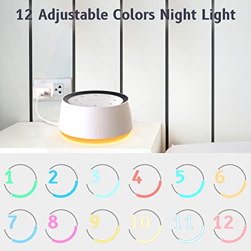 Brown Noise Sound Machine with 30 Soothing Sounds 12 Colors Night Light White Noise Machine for Adults Baby Kids Sleep Machines Memory Function 36 Volume Levels 5 Timers for Home Office Travel - view 3