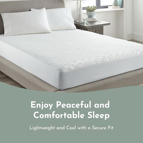 100% Cotton Organic Mattress Protector | Breathable & Noiseless Quilted GOTS Organic Mattress Pad with Premium 300GSM Durability | Machine Washable Bed Protector with Deep Pocket (White, King) - view 6
