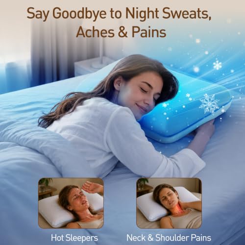 Cooling Gel Memory Foam Pillow for Hot Sleepers, Medium Loft Standard Size - view 2