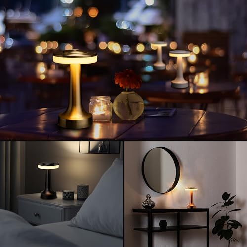 Dome Cordless Rechargeable LED Mushroom Table Lamp, Gold - view 6