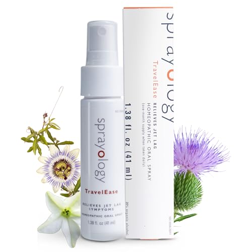 TravelEase | Homeopathic Jet Lag Relief Spray | Eases Tiredness, Sleeplessness, Disorientation & Dehydration | Oral Spray with Nux Vomica, Passionflower & Milk Thistle (1.38 fl oz)