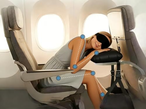 Portable Travel Sleep Comfort Set for Plane Sleep Kit at Plane Inflatable Travel Pillows Eye Mask Ear Plugs for Airplane Essentials for Seat Airplane Gadgets for Sleep Comfort (C) - view 2