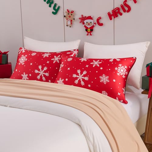 Christmas Rayon Derived from Bamboo Pillow Cases Set of 2, Similar to Silk, Smooth Soft, Zipper Closure, Standard Size - view 7