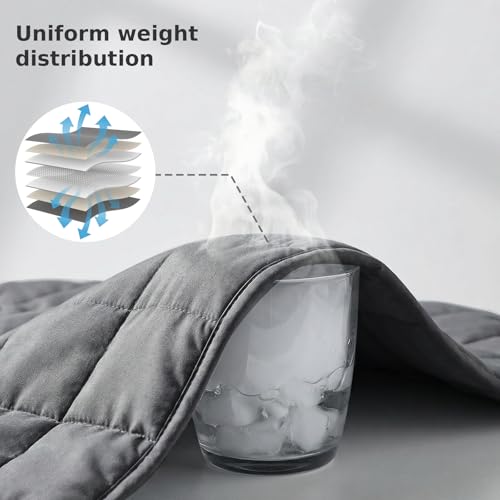 Weighted Blanket(15lbs 60''X80''), Soft and Cozy, Designed with Standard Grid Stitching, Suitable for Use Whilst Resting on a Sofa or Bed,Grey - view 4