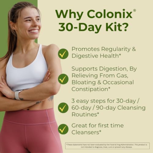 Colonix 3-Part Colon Cleanse Kit – Whole Psyllium Husk Fiber Powder, Herbal Capsules & Herbal Tea, 30 Day Digestive & Gut Support Program, 16 oz (Pack of 1) - view 3