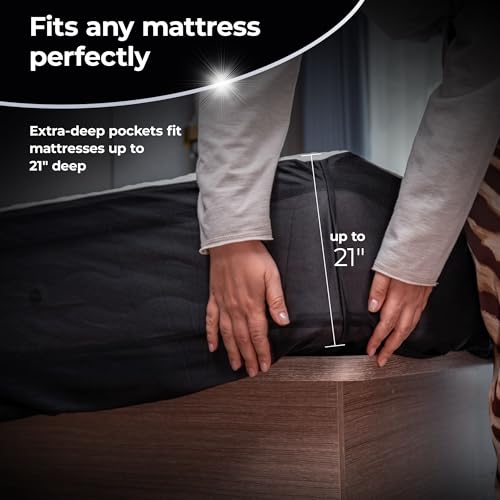 Restcool Silver Infused Cooling Mattress Protector - Breathable Waterproof Protection Against Spills & Stains - Hypoallergenic Ultra Soft Fabric with Extra Deep 21” Pockets - view 2