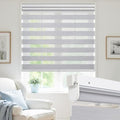 No Drill Zebra Shades, Blackout, Gray, 58 1/2" W x 48" H