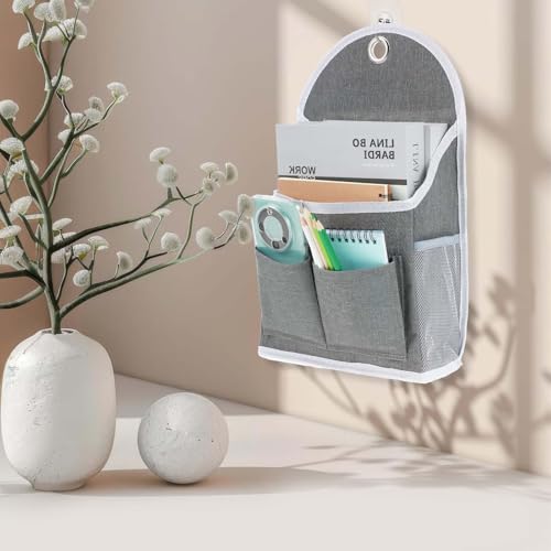1 Pack Wall Hanging Organizer Bag with Pockets Fabric Storage Bag Basket Wall Mount Hangable Organizer File Pocket Fabric Magazine Waterproof for Bathroom, Office, Kitchen, Bedroom - view 6