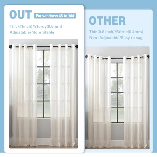 Curtain Rods for Windows 16 to 88 Inches Adjustable Blackout Wrap Around 1 Inch Diameter Curtain Rod, Black - view 5