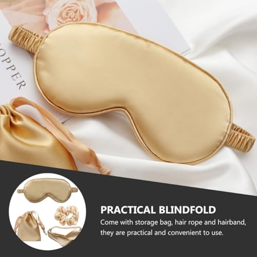 Silk Sleeping Mask Set 4 Pieces with Hair Tie, and Storage Bag, Lightweight Sleep Patch for Travel and Night Use, Comfortable Multipurpose Eye Mask Kit for Women and Men - view 5