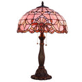 Tiffany Lamp Pink Stained Glass Baroque Bedside Table Lamp 24"