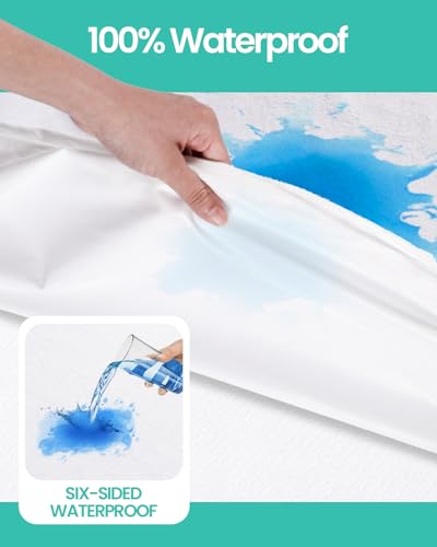 Twin Waterproof Mattress Protector with Soft Terry Top Fabric, Fits 12-15" Deep Pockets, Zippered Six-Sided Breathable Mattress Encasement Cover - view 3