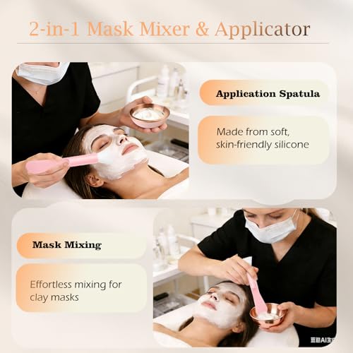 9Pcs Esthetician Supplies kit - 3 Mask Mixing Bowls, 3 Fan Esthetician Brushes & 3 Mask Brushes for Sleepover & Spa Night Celebrations (Rose Gold) - view 5