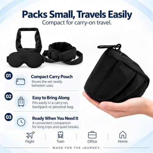 Travel Sleep Set, Travel Sleep Set 3-in-1 Eye Mask Head & Arm Support, Portable Travel Comfort Kit with Light Blocking Sleep Mask, Arm Rest Support, Compact Travel Accessories - view 5