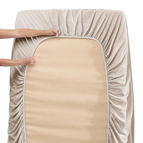 Extra Deep Pocket Sheet Sets, Luxury Soft 6 Piece Bed Sheet Set Fits Mattress 18-24 Inches - Split King Size, Linen - view 4