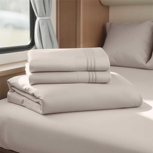 Linen Short Queen Sheets for RV, Hotel Luxury RV Queen Sheets Set, 4 Piece Fitted Bed Sheet Set and Pillowcases, Super Soft, Wrinkle-Free, and Breathable Camper Bedding - view 2