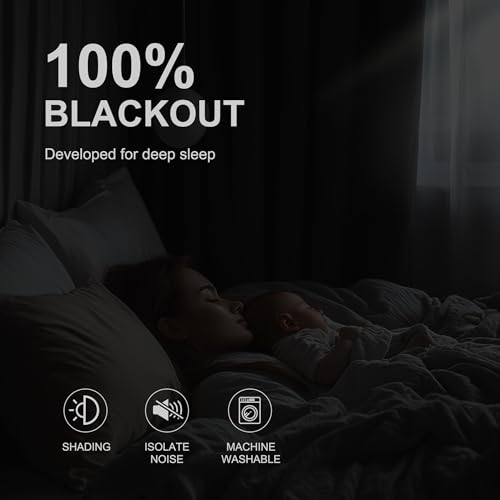 Black 100% Blackout Curtains for Living Room 2 Panels Set - view 2