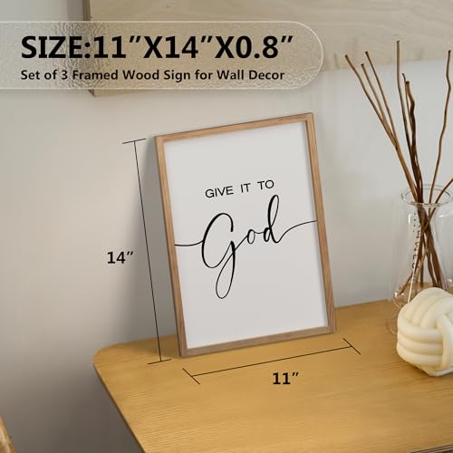 Give It to God and Go to Sleep Sign Set of 3 Above Bed Wall Decor Farmhouse Bedroom Decor Wood Framed Art Rustic Master Bedroom Essentials Home Decoration (Brown, 11”x14”) - view 5