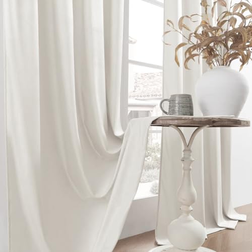 White Velvet Blackout Curtains 52x90 inches, 2Pcs, Back Tab - view 6