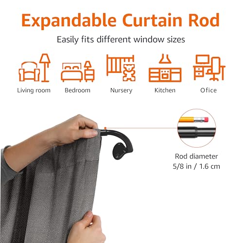 Room Darkening Blackout Curtain Rod for Bedroom and Living Room, Curved, Wraps Around, Blocks Light, for Heavy Curtains, 48" to 88", Black - view 4