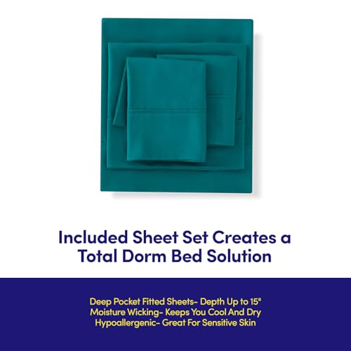 Dorm Room Essentials College Bedding Comforter Set 5 Piece Twin XL Size Bed in a Bag for College Students Boys and Girls, Twin XL, Teal - view 7