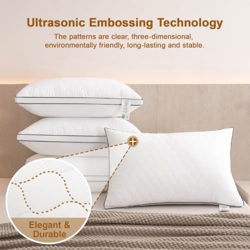 Bed Pillows Hotel Standard Size Set of 4 Firm one Side Soft Other - view 4