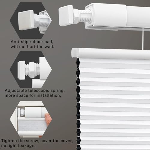 No Drill Top Down Bottom Up Cellular Shades Cordless No Tools Blinds - view 3