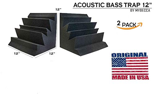 Set of 2 - Acoustic Foam Bass Trap Studio Soundproofing Corner Wall 12" x 12" x 12" - Color: Charcoal - view 2