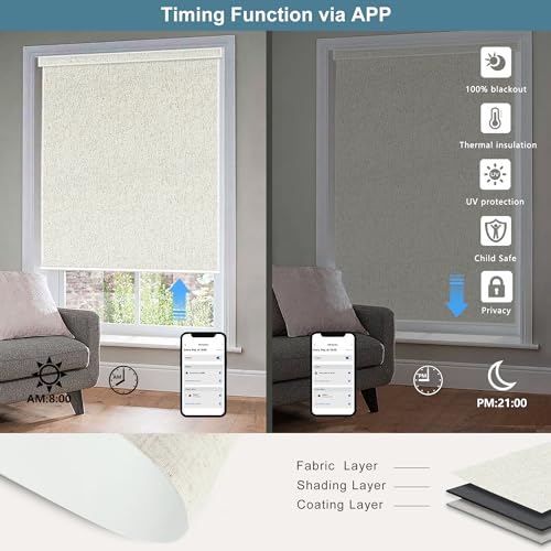 Motorized Blinds with Remote, 100% Blackout, Voice Controlled - view 4