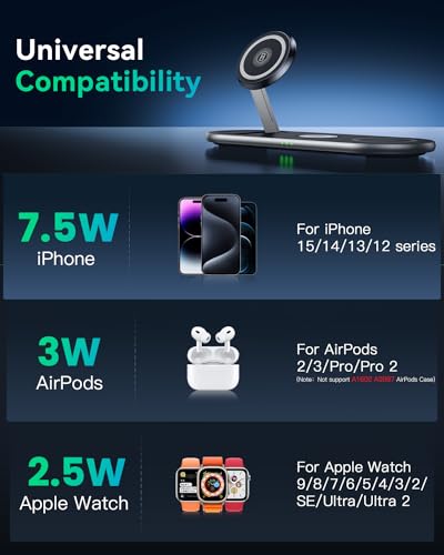Foldable 3 in 1 Charging Station for Apple with Magsafe Charger Stand - view 4