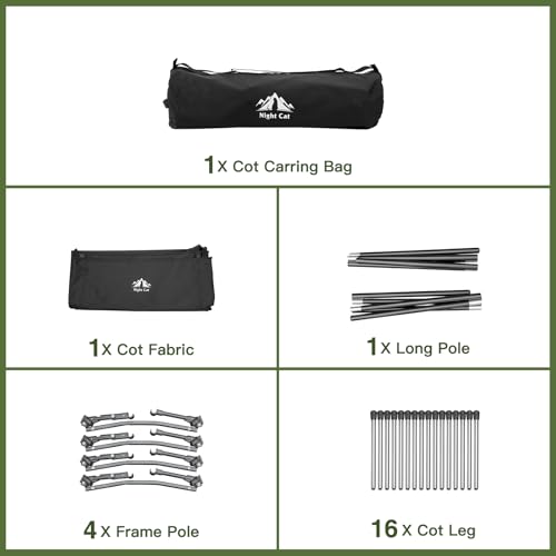 Camping Cot Bed - Portable Folding Sleeping Cots for Adults 1-Person Outdoor Elevated Off-Ground Beds Easy Set-up Army Sleeping Bed 87"x32" - view 7