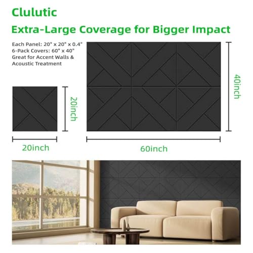 Acoustical Wall Panels, 6 Pack 20x20 Acoustic Wall Panels, Decorative Acoustic Panels, Sound Absorbing Wall Art for Interior Wall Decor, Arcadian Vortex - view 5