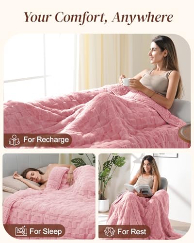 15lbs Weighted Blanket for Adults, Checkered Fleece & Sherpa, 60"x80" - view 5