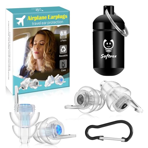 Airplane Ear Plugs Pressure Relief Earplugs 2 Pairs, Reusable