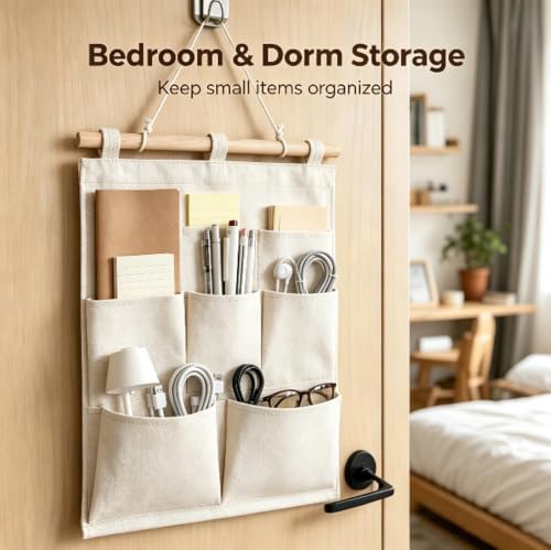 Over the Door Magazine Pockets, Closet Hanging Organizer Bag,5 Pockets - view 5