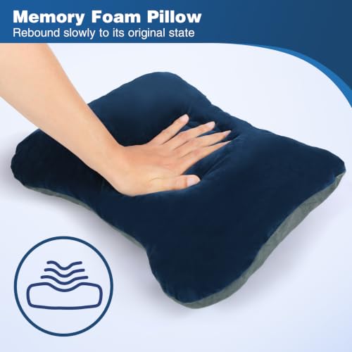 2 Pack Camping Pillow Sleeping–Memory Foam Travel Pillow,Navy Blue - view 3
