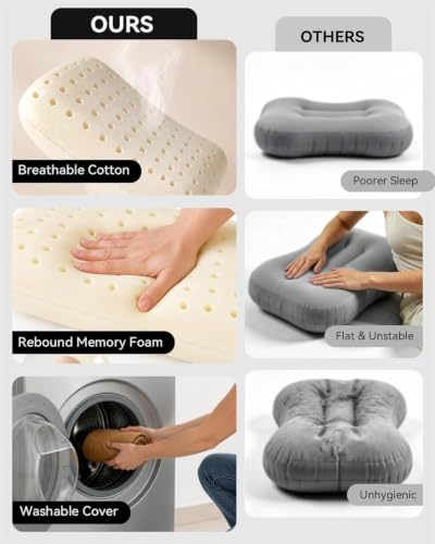 Camping Memory Foam Pillow - Ultralight Travel Pillow,Backpacking Pillow with Removable Cover,Ergonomic Pillows,Neck Lumbar Support for Outdoor Camp,Sport,Hiking,Backpacking Sleep (Brown) - view 4