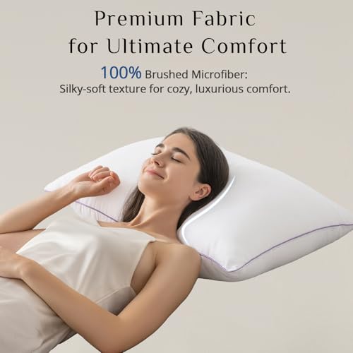 Firm Pillows Queen Size Set of 2, Supportive Bed Pillows with Oeko-Tex Certified Down Alternative Fill, Luxury Hotel Quality for Back, Stomach and Side Sleepers - view 6
