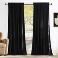 Black Velvet Curtains 84 inch Long for Bedroom Rod Pocket