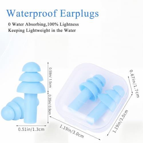 24 Pair Light Blue Ear Plugs Bulk NRR 29dB Reusable Silicone With Plastic Cases - Soft Foam for Sleeping, Noise Cancelling, Concerts, Shooting, Swimming, Noise Reduction - view 2