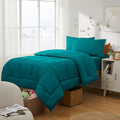 Dorm Room Essentials College Bedding Comforter Set 5 Piece Twin XL Size Bed in a Bag for College Students Boys and Girls, Twin XL, Teal