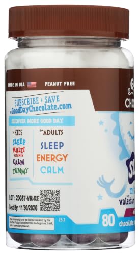Natural Valerian Root for Kids, Herbal Sleep Aid Supplement, Organic Wildberry Flavor, Fair Trade and Non-GMO Chocolate, L-Theanine, 80 Pieces - view 4