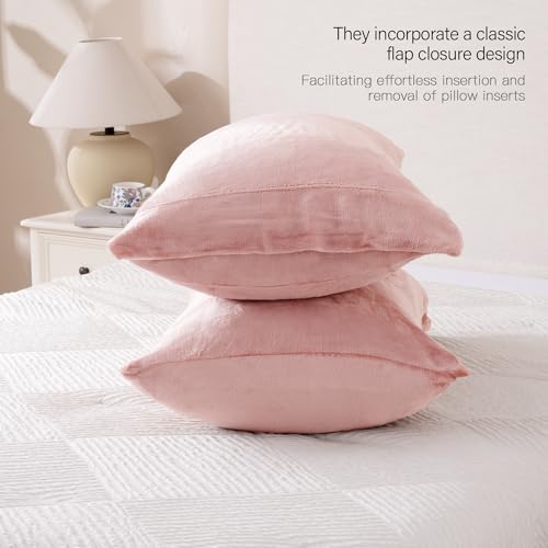 Velvet King Size Pillowcases of 2 Pack, Ultra Soft Breathable Pillow Cases with Flap Closure for Bed, Luxury Fuzzy Warm Flannel Velvet Pillow Covers, No Insert (King 20x40 Inches, Light Mauve) - view 5