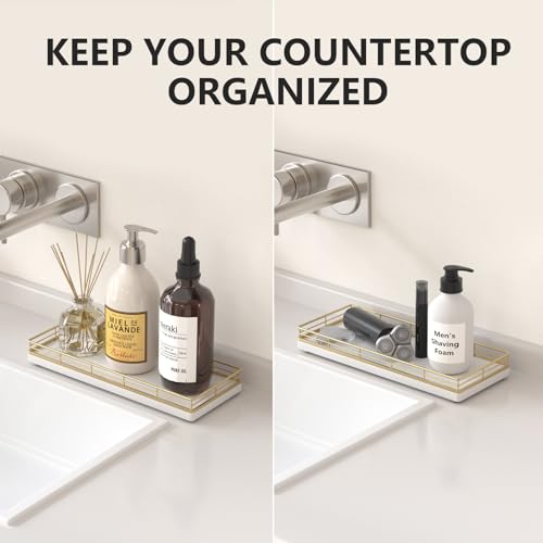 Bathroom Tray for Counter Top Organizer, Oak Wood Vanity Tray - view 2
