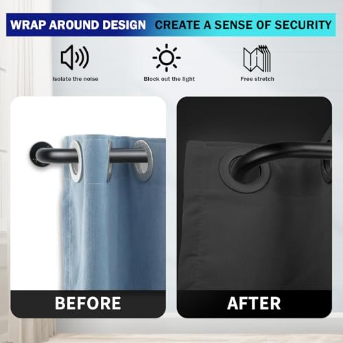 Energy Saving Wrap Around Black Out Return Adjustable Window Curtain Metal Rod Set, 1-inch Diameter, 32" to 52", Matte Black - view 4
