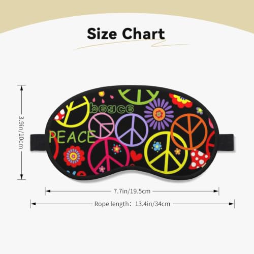 Kits Hippie Peace Symbol, Mushrooms and Abstract Flowerspeace Hippy Soft Composite Fabric Eye Cover, Adjustable Sleep Mask for Travel - view 4
