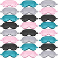 24 Pcs Silk Sleep Masks Soft Satin Eye Masks for Sleeping with Adjustable Elastic Strap Comfortable Blindfold Eyeshade for Men Women Travel Nap Night Sleep(Black, Grey, Green, Pink)