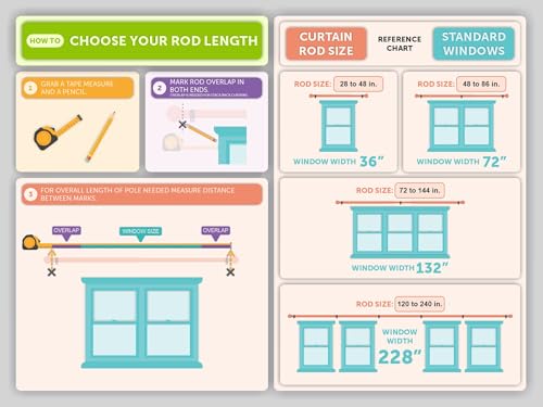 Curtain Rods for Windows - Spaced End Cap, 1 inch Diameter, Extendable Drapery Rod for Windows, 48 to 86 Inches. Color Black - view 4