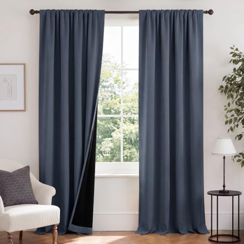 Stone Blue 108 inch Blackout Curtains for Patio Sliding Door